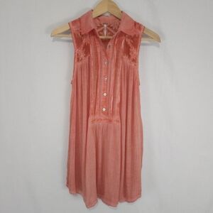 Free People Women's Gauze Acid Wash Sleeveless Tunic Top